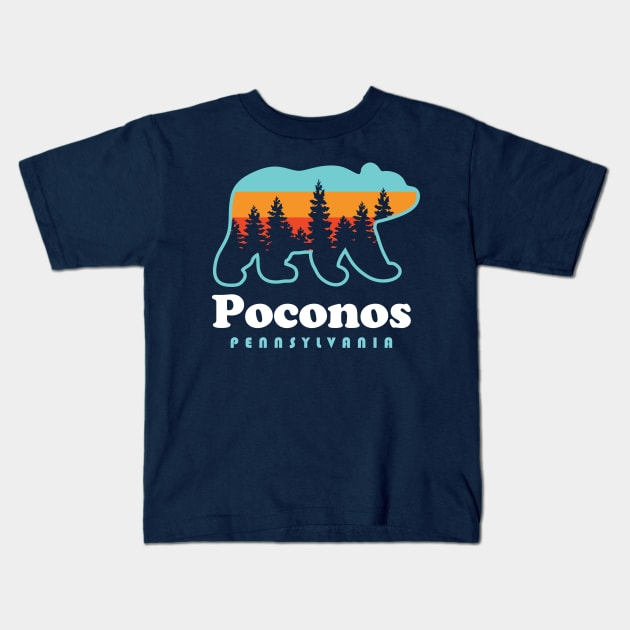 Pocono Mountains Pennsylvania Kids T-Shirt by PodDesignShop